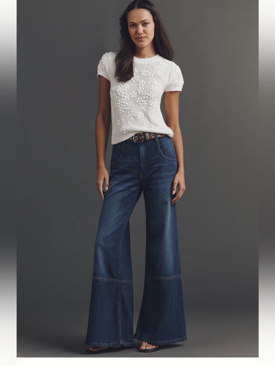 Pilcro Denim - Pilcro Anthropologie Wide-Leg High-Rise Dark Blue Jeans Size 28 Fall Fashion